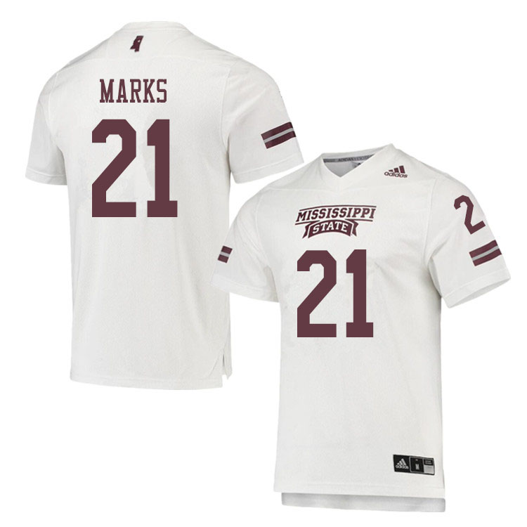 Men #21 Jo'quavious Marks Mississippi State Bulldogs College Football Jerseys Sale-White - Click Image to Close